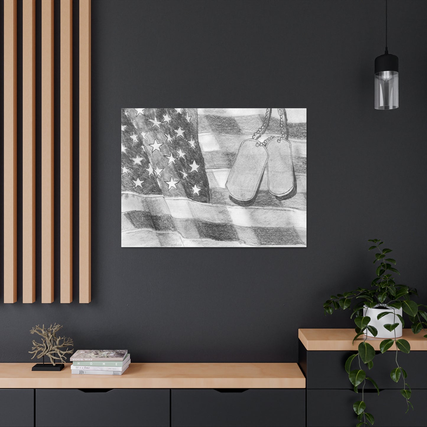 Flag with Dog Tags - Canvas Gallery Wrap