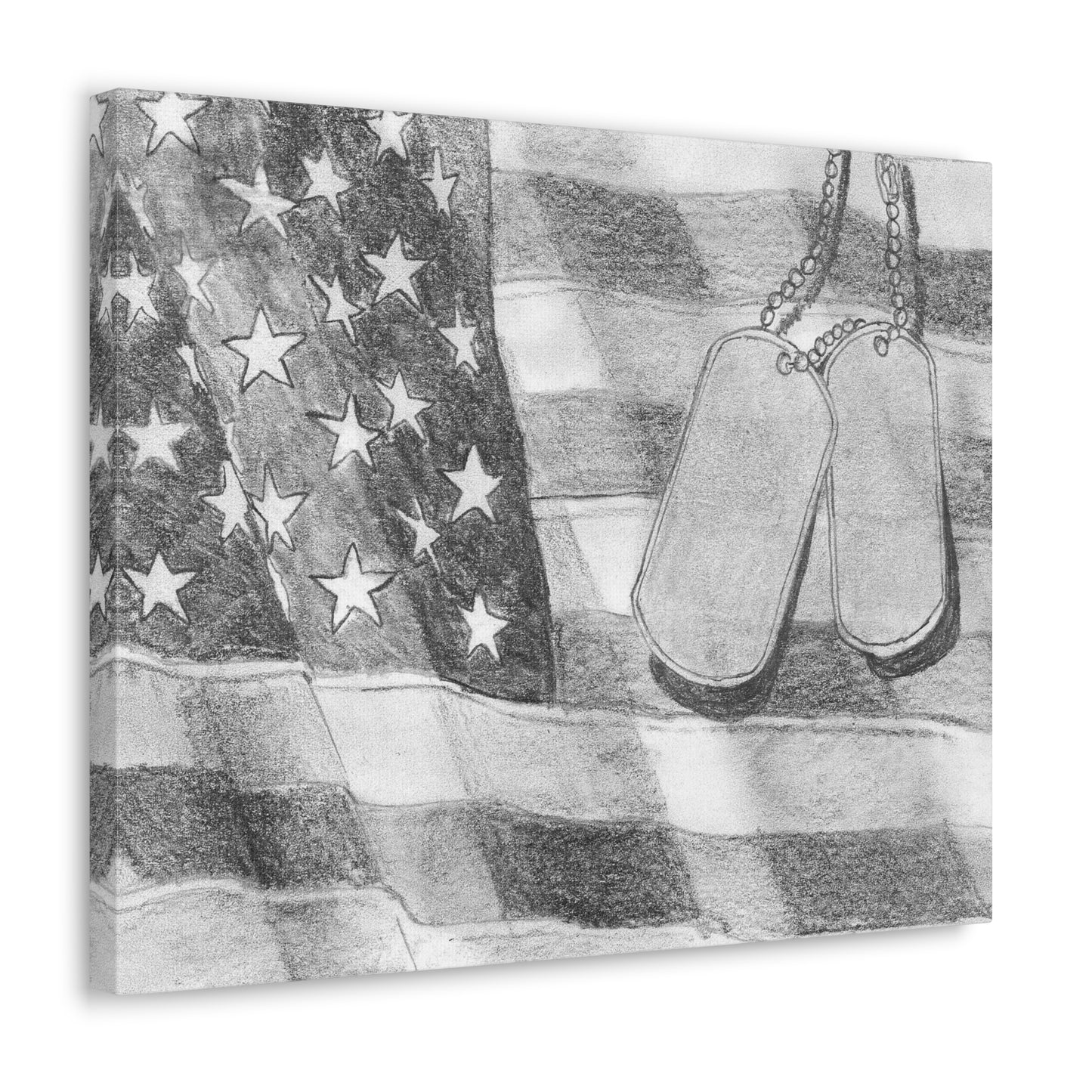 Flag with Dog Tags - Canvas Gallery Wrap