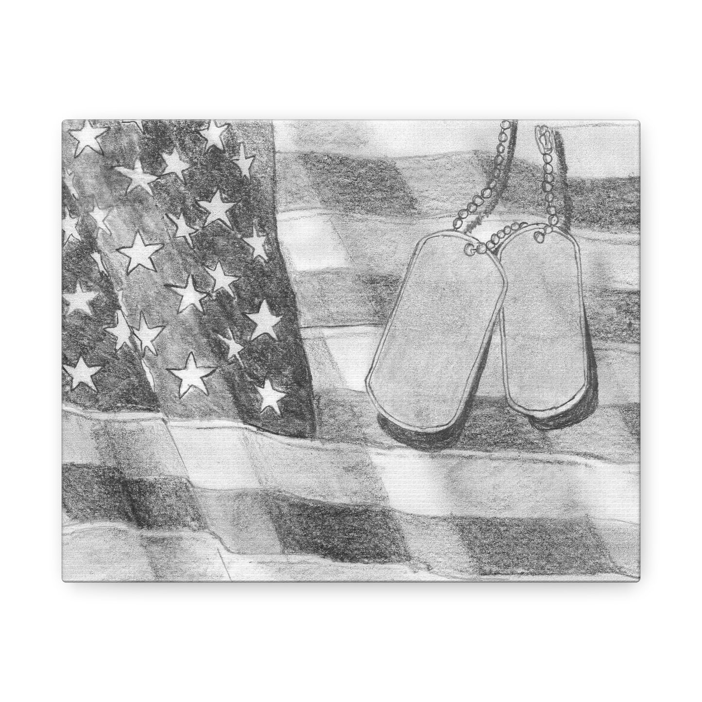 Flag with Dog Tags - Canvas Gallery Wrap