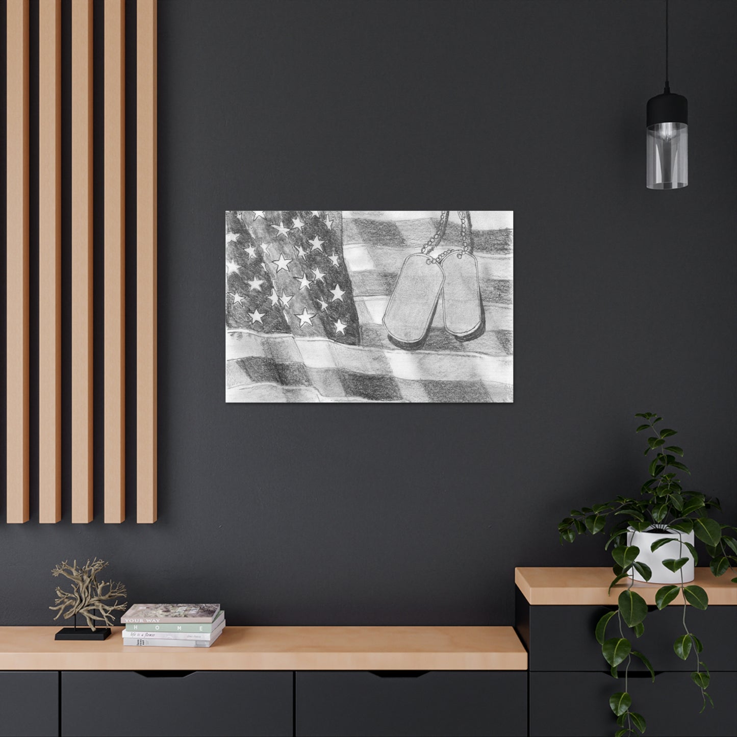 Flag with Dog Tags - Canvas Gallery Wrap