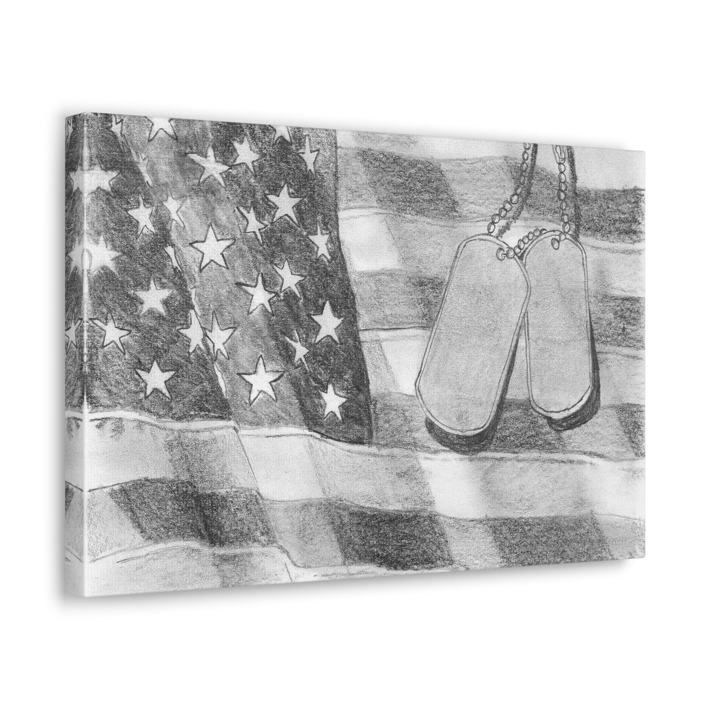 Flag with Dog Tags - Canvas Gallery Wrap