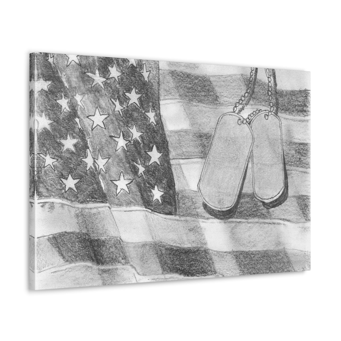 Flag with Dog Tags - Canvas Gallery Wrap