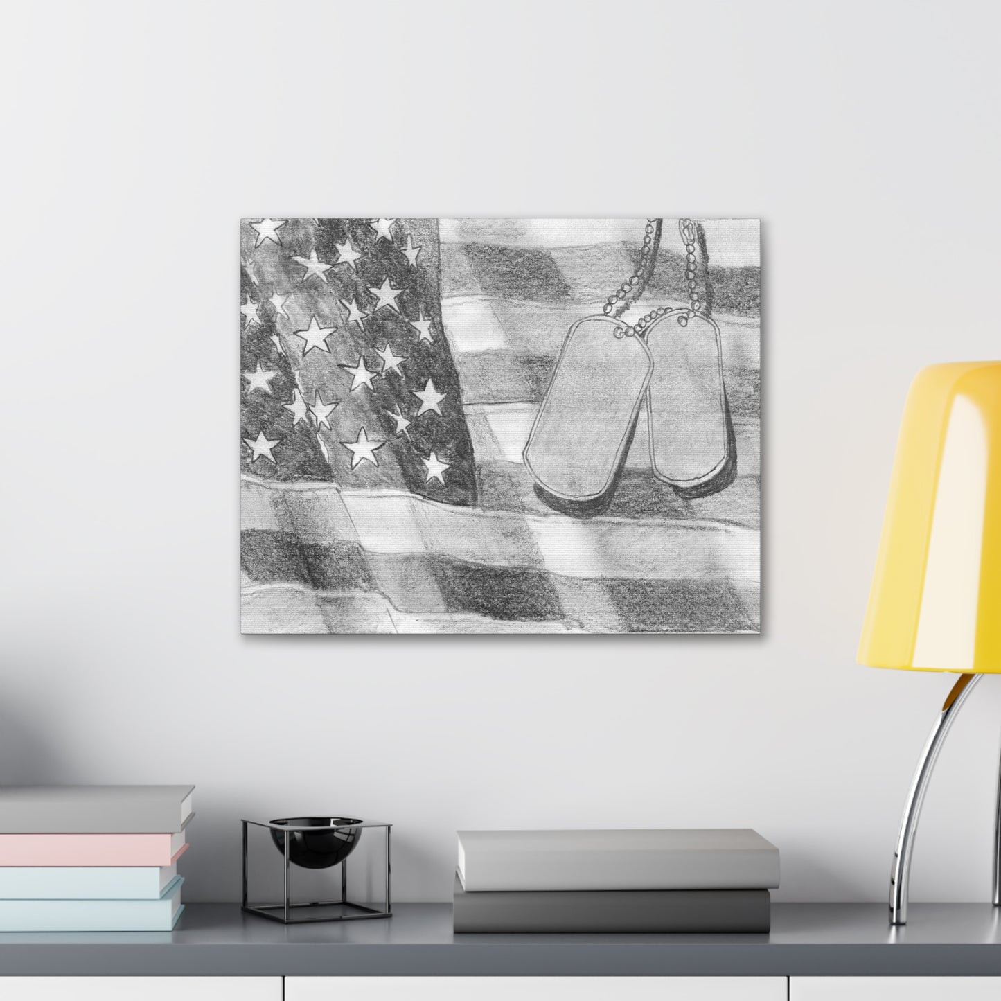 Flag with Dog Tags - Canvas Gallery Wrap