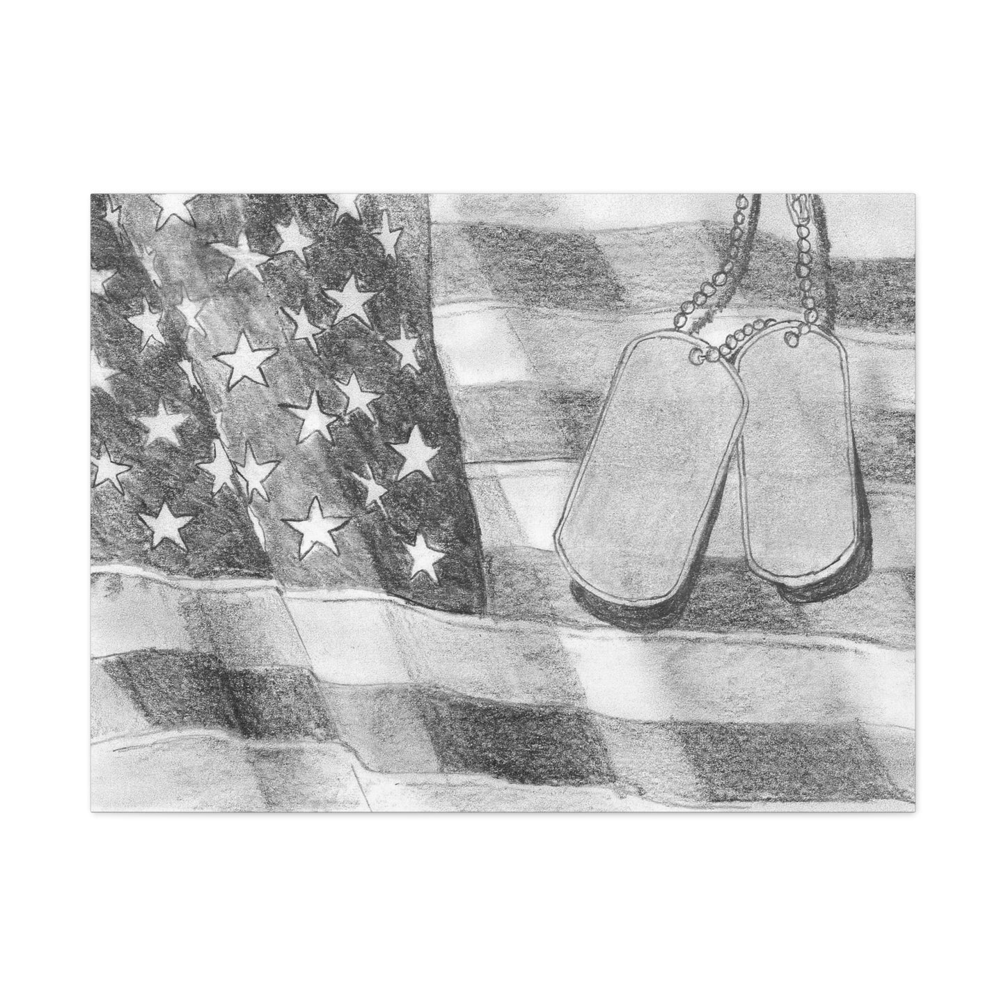 Flag with Dog Tags - Canvas Gallery Wrap