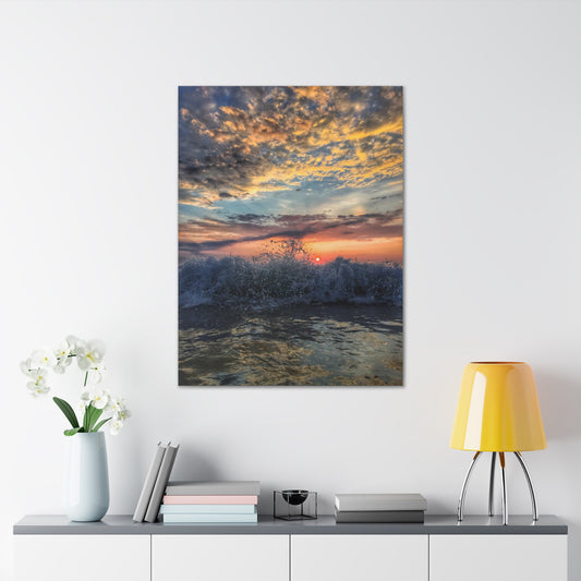 Wave Splash Sunrise - Canvas Wrap