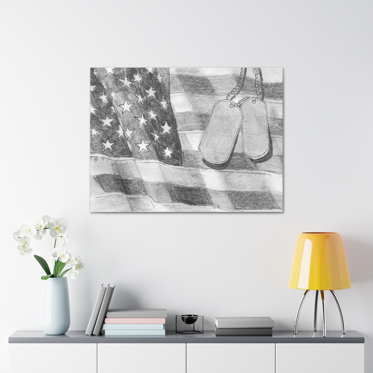 Flag with Dog Tags - Canvas Gallery Wrap