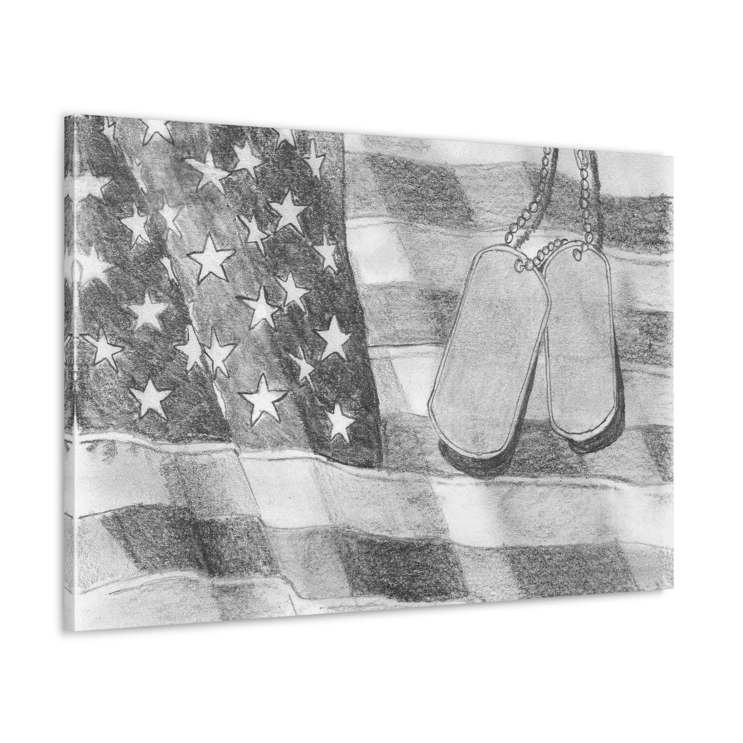 Flag with Dog Tags - Canvas Gallery Wrap