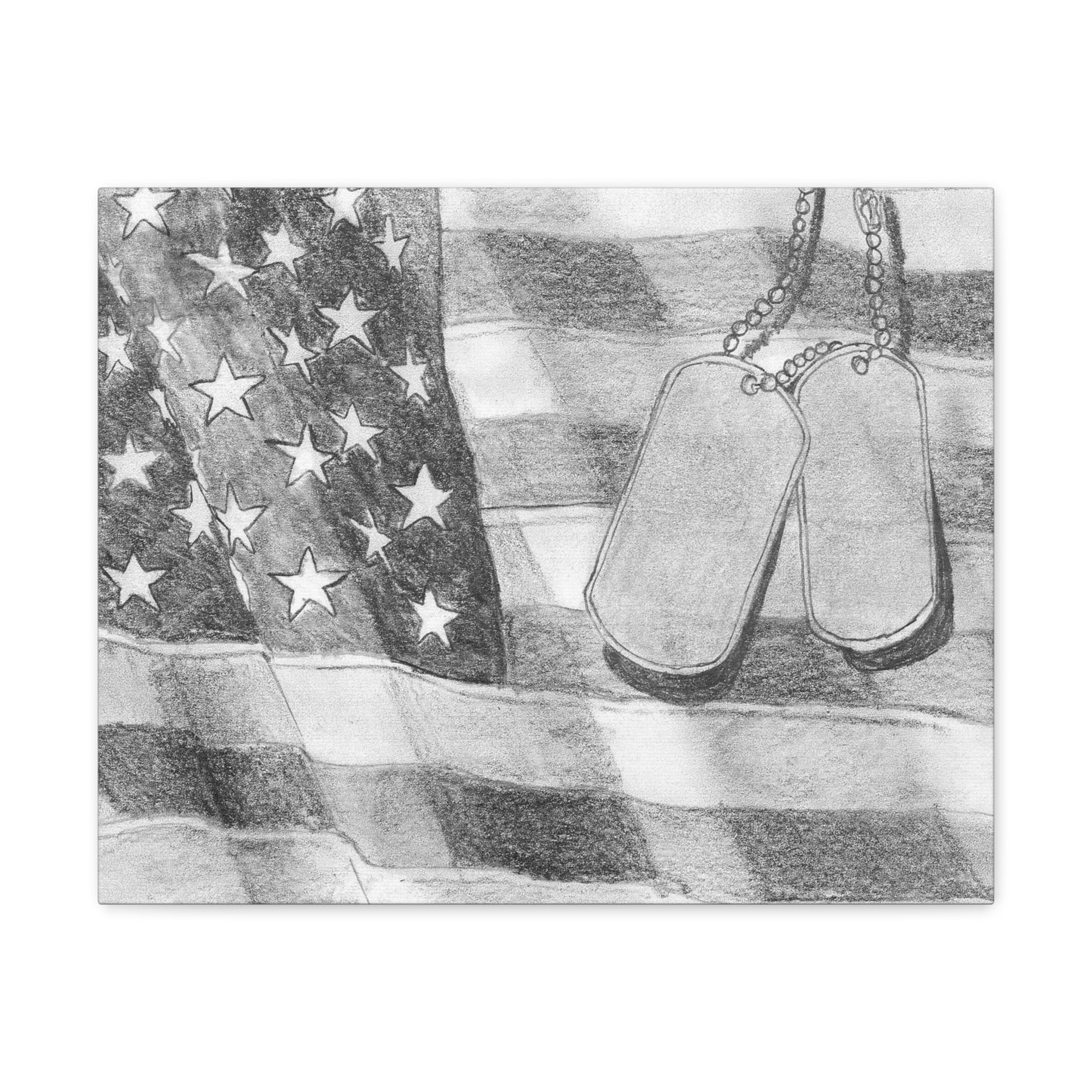 Flag with Dog Tags - Canvas Gallery Wrap