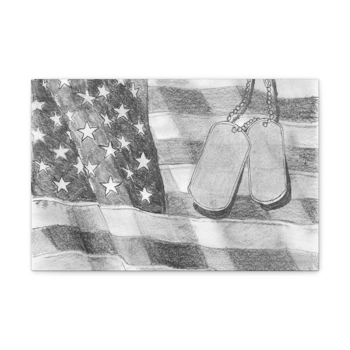 Flag with Dog Tags - Canvas Gallery Wrap