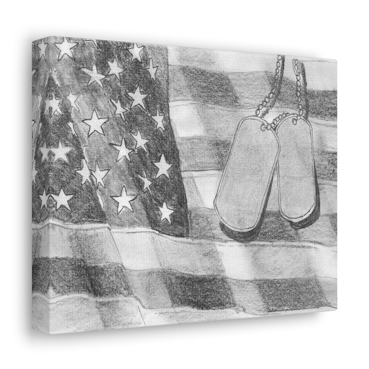 Flag with Dog Tags - Canvas Gallery Wrap