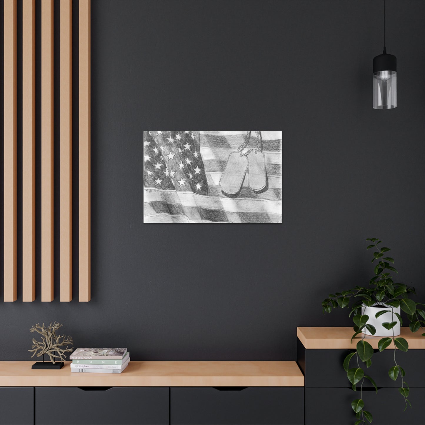 Flag with Dog Tags - Canvas Gallery Wrap