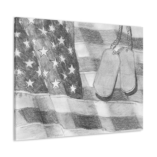 Flag with Dog Tags - Canvas Gallery Wrap