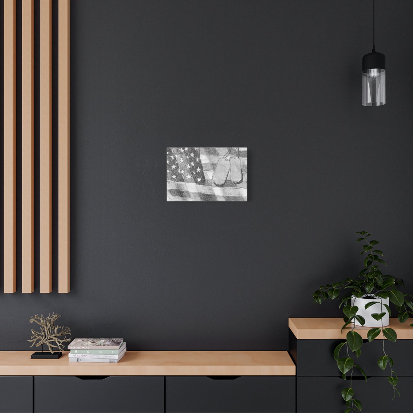 Flag with Dog Tags - Canvas Gallery Wrap