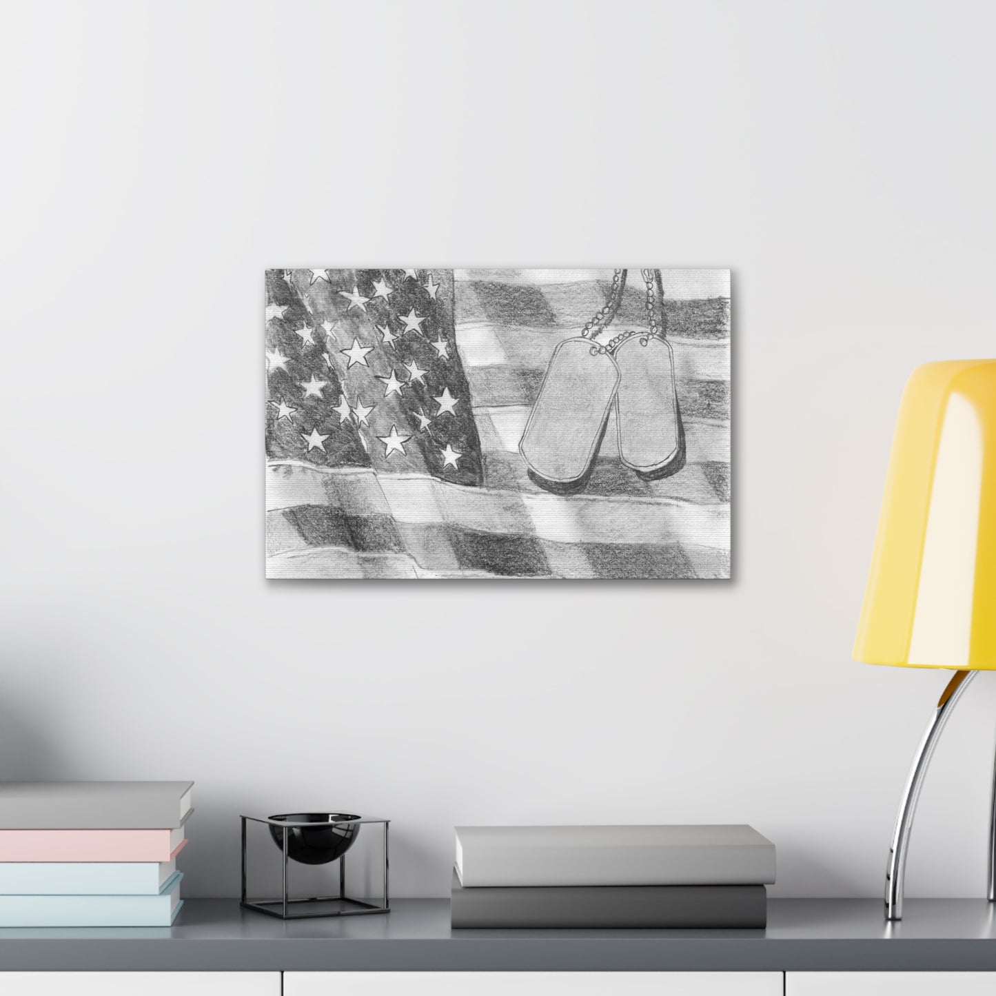 Flag with Dog Tags - Canvas Gallery Wrap