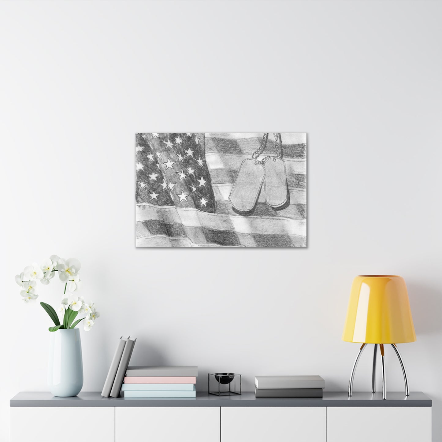 Flag with Dog Tags - Canvas Gallery Wrap